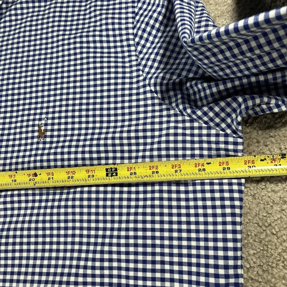 Ralph Lauren‎ Men 2XL Classic Fit Blue Gingham Long Sleeve Button Down Shirt EUC